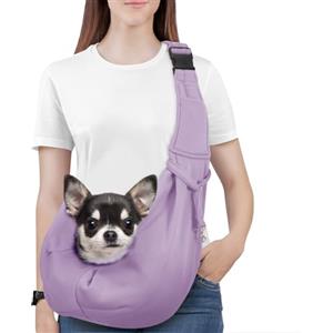 Pawaboo Borsa a Tracolla per Cani con Fibbia Regolabile Portacarte a Mani Libere, Guinzaglio di Sicurezza per Cuccioli e Gatti, Tracolla Extra Larga Porta-Animali, Fino a 12 Lbs, Viola
