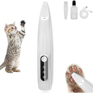 Kasanni Trimmer Elettrico per Piede per Animali, Tosatrice per Cani, Tagliacapelli per zampe di cane, con luce a LED e display LED, Basso Rumore, per Zampe di Cani e Gatti(Bianco)