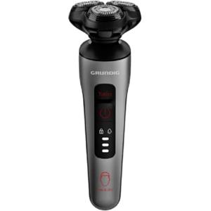 Grundig ProClub MS 8130 - Rasoio da uomo, sensore BeardCare, corpo esterno in plastica riciclata al 61%, tecnologia Titanium Blades Wet & Dry, cromato scuro opaco/rosso