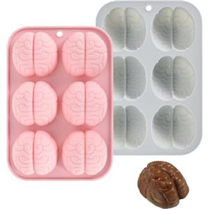 Colexy 2 Pcs Mini Stampi in Silicone per Budino di Cervello Stampo in Silicone 3D a Tema Halloween Stampo in Silicone per Cervello Umano per Budino Torta al Cioccolato