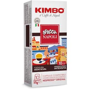 Kimbo 100 Capsule Compatibili Nespresso Original | Spacca Napoli | 10 Confezioni da 10 | Intensità 10/13 | Tostatura Medio Scura | Note di Biscotto, Fiori, Vaniglia e Frutta Secca