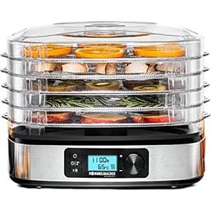 ROMMELSBACHER Essiccatore da 350 - 5 disidratazione, superficie di essiccazione 0,42 m², scelta della temperatura da 35 °C a 75 °C, timer 36 ore, spegnimento automatico, 2 stampi per cereali, 350