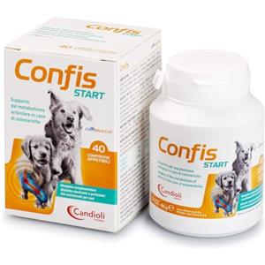Candioli Confis Start - Supporto del metabolismo articolare in caso di osteoartrite per cani adulti e cuccioli, Barattolo da 40 compresse, 80 gr