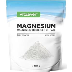 Vit4ever Magnesio puro - 600 g di polvere (4,3 mesi di fornitura) - Testato in laboratorio (contenuto e purezza dei principi attivi) - Polvere pura senza additivi - Qualità premium - Vegan