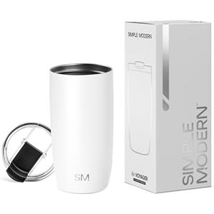 Simple Modern Tazza Termica Caffe con Coperchio a Ribalta | Tazza Viaggio Caffè Freddo Termica in Acciaio Inossidabile Isolata | Regali per Donne & Uomini | Voyager | 470ml | Winter White