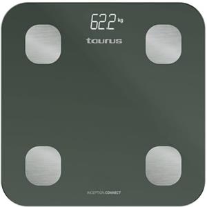 Taurus Inception Connect - Bilancia pesapersone impedenziometrica, bluetooth, app Taurus Connect, misurazioni multiple:% grasso corporeo,% massa muscolare,% massa ossea, memoria 14 utenti