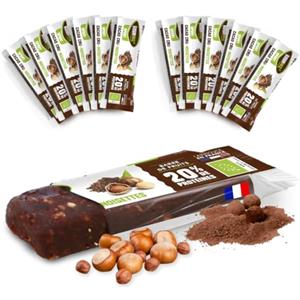 Gourmiz Barrette proteiche alla frutta Gourmiz - 12 x 40gr, barretta energetica biologica, datteri, nocciole e cacao crudo, snack vegani e proteine, bodybuilding e sport, senza glutine, barretta proteica