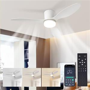 HaoDrisk 100cm 60W Ventilatore da Soffitto con Luce - LED Dimmerabile 6 Marce Plafoniere con Ventilatore Silenzioso Telecomando&App Reversible DC Motore Lampada Ventilatore per Camera da Letto Soggiorno Cucina