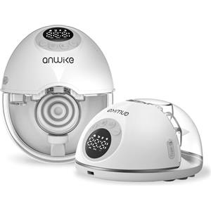 ANWIKE Tiralatte Elettrico Doppia - Annuncio Vocale Tiralatte Elettrico Indossabile, 12 Livelli 4 Modalità con Funzione di Memoria del Modalità, Tiralatte Portatile Ricaricabile con Inserto Flangia, Bianco
