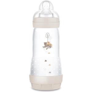 MAM Easy Start Anti-Colic - Borraccia da 320 ml, particolarmente ben accettata, con valvola a fondo contro coliche e tettarelle, misura 2, 4 mesi, tigre