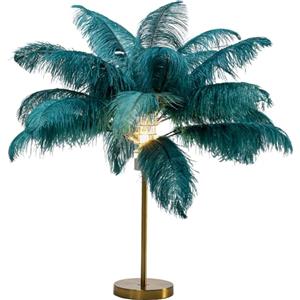 Kare Design Lampada da tavolo Feather Palm, oro/verde, abat jour, lampada comodino, stile boho, elegante, lussuosa, esotico, 60x50x50cm (A/L/P), lampadina non inclusa