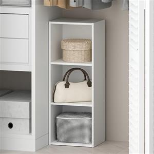Furinno Reed Armadio multiuso a 3 ripiani aperti e contenitore per vestiti, organizer per riporre gli oggetti, Bianco