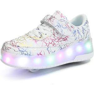 HUSKSWARE Pattini a rotelle, per Ragazzi e Ragazze, con 4 Ruote, Regolabili, con Ruote, Colore Nero, Bianco, 28-40 EU, 668 Bianco 2 Ruote, 37 EU
