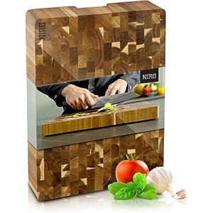 NIRO Tagliere da Cucina Professionale XL 100% Legno di Acacia Naturale, SPESSORE 4 CM, Dimensioni 40 x 30 x 4 cm, Atossico, Legno Massello Pregiato, Utilizzabile come Vassoio da Portata