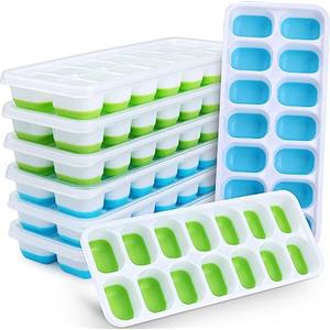 Jrisbo Set di 8 Stampo Ghiaccio con Coperchio, JRISBO Ghiaccio Stampi Silicone 100% Senza BPA e Certificato LFGB, Impilabili Salvaspazio Vaschette Formine Cubi Ghiaccio per Cocktail Whisky