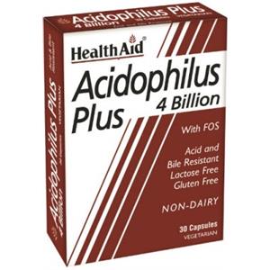 HealthAid Acidophilus Plus 4 Miliardi - Integratore Probiotico in 30 Capsule