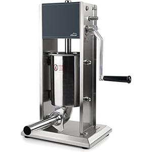 Lacor 60257 Affettatrice Manuale Professionale, tritacarne, Macchina per incassare, in Acciaio Inox, Due velocità, Contenitore inclinabile di 90°, con beccucci, 7 l, 18/10