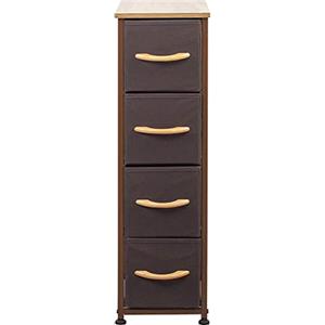 BAKAJI Cassettiera Resistente 4 Ripiani Multicolor Mobile Mobiletto Armadio Armadietto Tessuto Bicolor Robusto Multiuso Arredamento Ufficio Salvaspazio Dimensioni 77,5x23x48cm (Marrone)