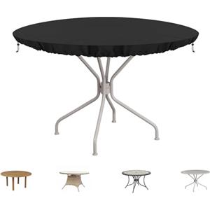 SIMPHAUS Copertura Rotonda Esterno Copri Tavolo da Giardino Copritavolo Rotondo da Esterno Copertura Tavolo Tondo Esterno Impermeabile Resistente UV Tessuto Oxford 420D Ø122x10cm