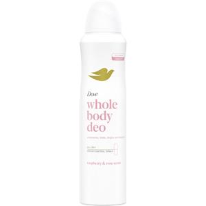 Dove Whole Body Deo - Deodorante Spray 150 ml con Profumo di Lamponi e Rosa, Protezione fino a 72 ore, Formula Antimacchie