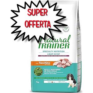 Natural Trainer Light in Fat Cibo Secco per Cani Adulti Piccola e Toy con Tacchino - 7 kg