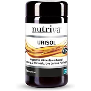 NUTRIVA Urisol, Integratore alimentare, Supporta le funzionalità delle vie urinarie. Integratore Naturale a base di Cranberry, D-Mannosio, Uva ursina e Piantaggine, Vegan, 30 compresse