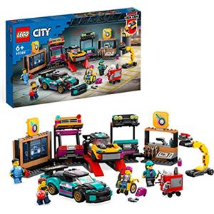 LEGO City Garage Auto Personalizzato, Set con 2 Macchine Giocattolo Personalizzabili, Idea Regalo per Bambini, Bambine, Ragazzi e Ragazze con Officina e 4 Minifigure 60389