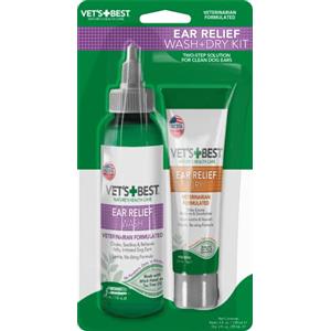 Vet's Best Kit Lavaggio Sollievo Orecchie e Detergente Orecchie Asciutte per Cani