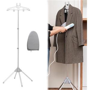 KMQRDZi Gruccia appendiabiti per piastra a vapore, ferro da stiro, pieghevole, con asse da stiro, piano di appoggio indipendente, telescopico, regolabile, appendiabiti (grigio)