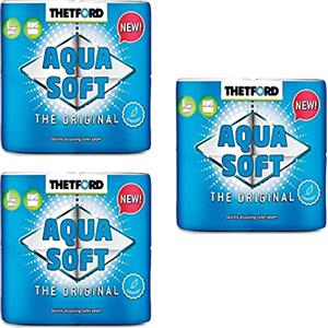 Pescaplanet 3 Confezioni Carta igienica WC Eco Aqua Soft Thetford 4 Rotoli idrosolubile per Camper Nautica Campeggio200 Strappi