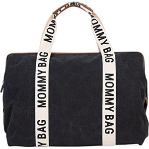 Childhome, Mommy Bag, Borsa per la mamma, Borsa per il cambio, Maternità, Borsa da viaggio, Grande capacità, Fasciatoio Tracolla regolabile Compartimenti Passaggio valigia, Collezione Signature, Nero