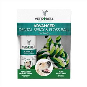 Vet's Best Pray Dentale Linea Advanced e Palla per Pulizia Dentale Cani