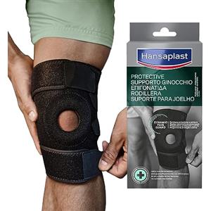 Hansaplast Sport Supporto Ginocchio, Ginocchiera sportiva per protezione e sollievo, Ginocchiera ortopedica con regolazione della pressione, Tutore ginocchio in tessuto Thermo-Tech