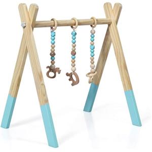 RELAX4LIFE Palestrina Neonato Legno Montessori, Palestrina per Neonati con 3 Catene Diverse Rimovibili, Baby Gym Palestra Multifunzione per Bambini (Verde)
