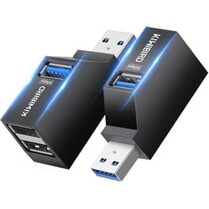 KiWiBiRD Sdoppiatore doppia presa USB Hub USB Mini multi porta (1x USB3.0, 2x USB2.0) 2 pezzi, moltiplicatore splitter ricarica multiple, compatibile con PC MacBook chiavetta stampante tastiera mouse