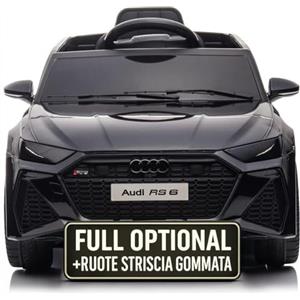 TOYSCAR Macchina Elettrica Per Bambini Audi RS 6 Full Optional Auto Elettrica Per Bambini Telecomandata Sedile In Pelle Porte Apribili Doppio Motore Elettrico 12V Carico 25 Kg TOYSCAR Grigia (Nero)