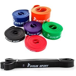 Kylin Sport, Fasce di resistenza elastiche, per allenamento, yoga, pilates, CrossFit, ginnastica, sollevamento pesi, RB01, Black - 25 to 65 Pounds (3/4 x 41)