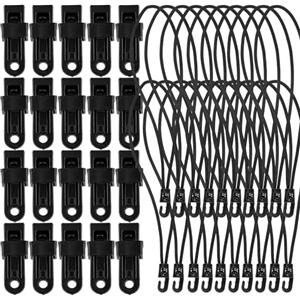 Duronge 20 Clip per Teloni + 20 Corde Elastiche 26cm, Clip per Tende Resistenti, Tarp Clips per Tenda, per Campeggio attività All'aperto