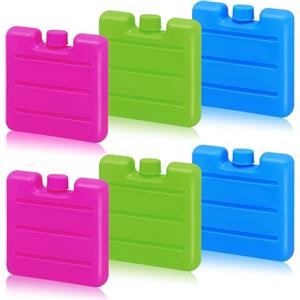 LQTSLFM Piccolo Ghiaccioli per Borsa Frigo, 6 Pezzi Mini Siberini per Borsa Termica, Piatto Mattonelle Ghiaccio, Portatile Tavolette Ghiaccio per Picnic, Pesca, Viaggi, Campeggio (Blu+Verde+Rosa)