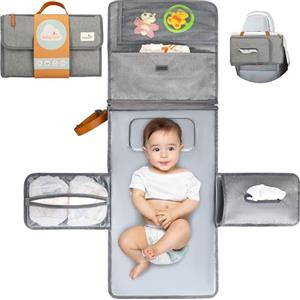 Baby Dyoli Fasciatoio portatile XL. Il fasciatoio per pannolini è una borsa smontabile con 6 tasche come una trousse per gli articoli del bebè. Impermeabile, (Pack Normal (Gris negro))