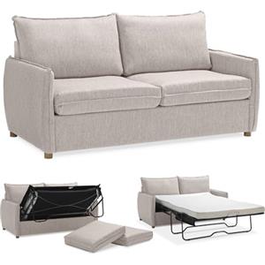 EVERGREENWEB MATERASSI & BEDS EVERGREENWEB - Divano Letto 2 Posti L170xP90xA75 Sofà con Materasso Matrimoniale Memory alto 10 cm, Moderno Tessuto Beige, Schienale a Doppio Cuscino Estraibile, Struttura Rinforzata Pieghevole, GRACE