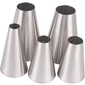 DUORUI 5 beccucci grandi per glassa, per decorare torte, cupcake, fondente, macaron, in acciaio inox, forma rotonda