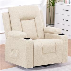 COMHOMA Poltrona Relax in Tessuto con Funzione Reclinabile, Poltrona TV Elettrica Regolabile, Poltrona Massaggiante, Poltrona Reclinabile, Riscaldamento a Vibrazione, 2 Tasche Laterali, Beige