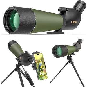 Gosky Cannocchiale da 20 - 60 x 80 cm, con treppiede, borsa per il trasporto e adattatore per smartphone, telescopio angolato BAK4, impermeabile per tiro, caccia, bird watching, paesaggi della fauna
