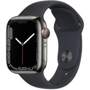 Apple Watch Series 7 Acciaio inossidabile 45 mm (2021) | GPS + Cellular | grafite | Cinturino Sport Mezzanotte