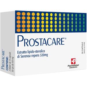 Pharmasuisse Prostacare - Integratore per la prostata con 320 mg di Serenoa Repens, 30 capsule molli