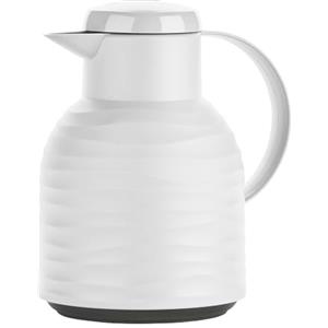 Emsa Caraffa termica Samba Wave N40115, 1,0 litri, plastica Quick-Press, pistone isolante in vetro, caffettiera: 12 ore caldo/24 ore, 100% denso, bianco