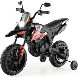 FANTASK APRILIA 12V MOTORE ELETTRICO PER BAMBINI 5.5-6km/h MOTO BAMBINI CON RUOTE DI SUPPORTO & MUSICA & FARI MOTO ROSSA E NERA PER BAMBINI DA 3-8 ANNI ROSSO