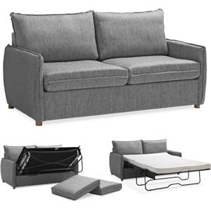 EVERGREENWEB MATERASSI & BEDS EVERGREENWEB - Divano Letto 2 Posti L170xP90xA75 Sofà con Materasso Matrimoniale Memory alto 10 cm, Moderno Tessuto Grigio, Schienale a Doppio Cuscino Estraibile, Struttura Rinforzata Pieghevole GRACE