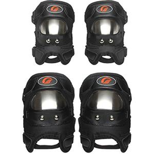 GES 4 PCS Motocicletta & Bicicletta Adulti Lega Acciaio ATV Motocross Gomito Ginocchiera Guanti di Protezione Kit Protector Motocross Racing (Breve)